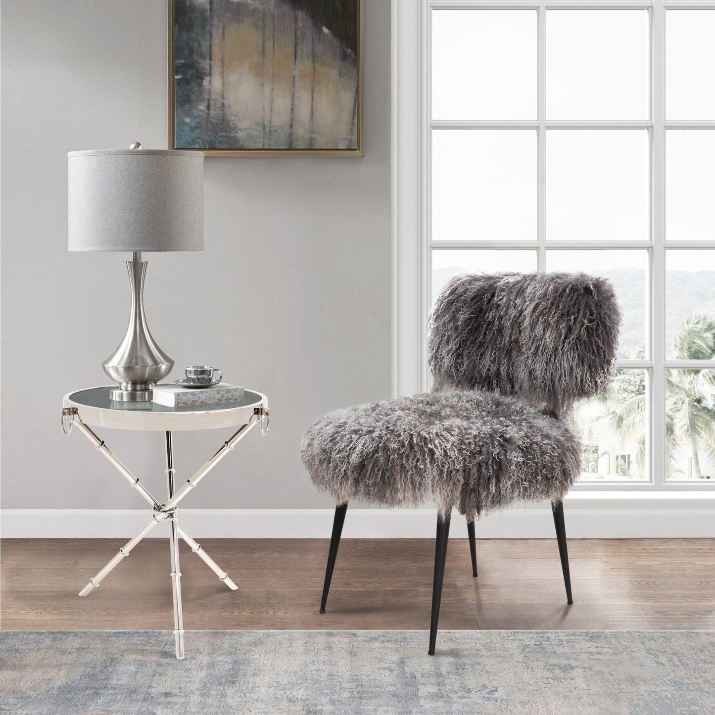 Canvello Steel & Glass Side Table - Silver