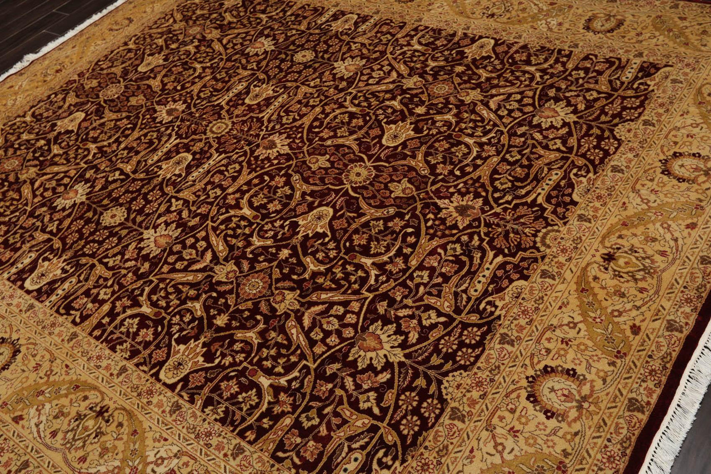 Hand Knotted 100% Wool 16/18 Pak Persian 300 KPSI Area Rug Burgundy 8'3" x 10'1"