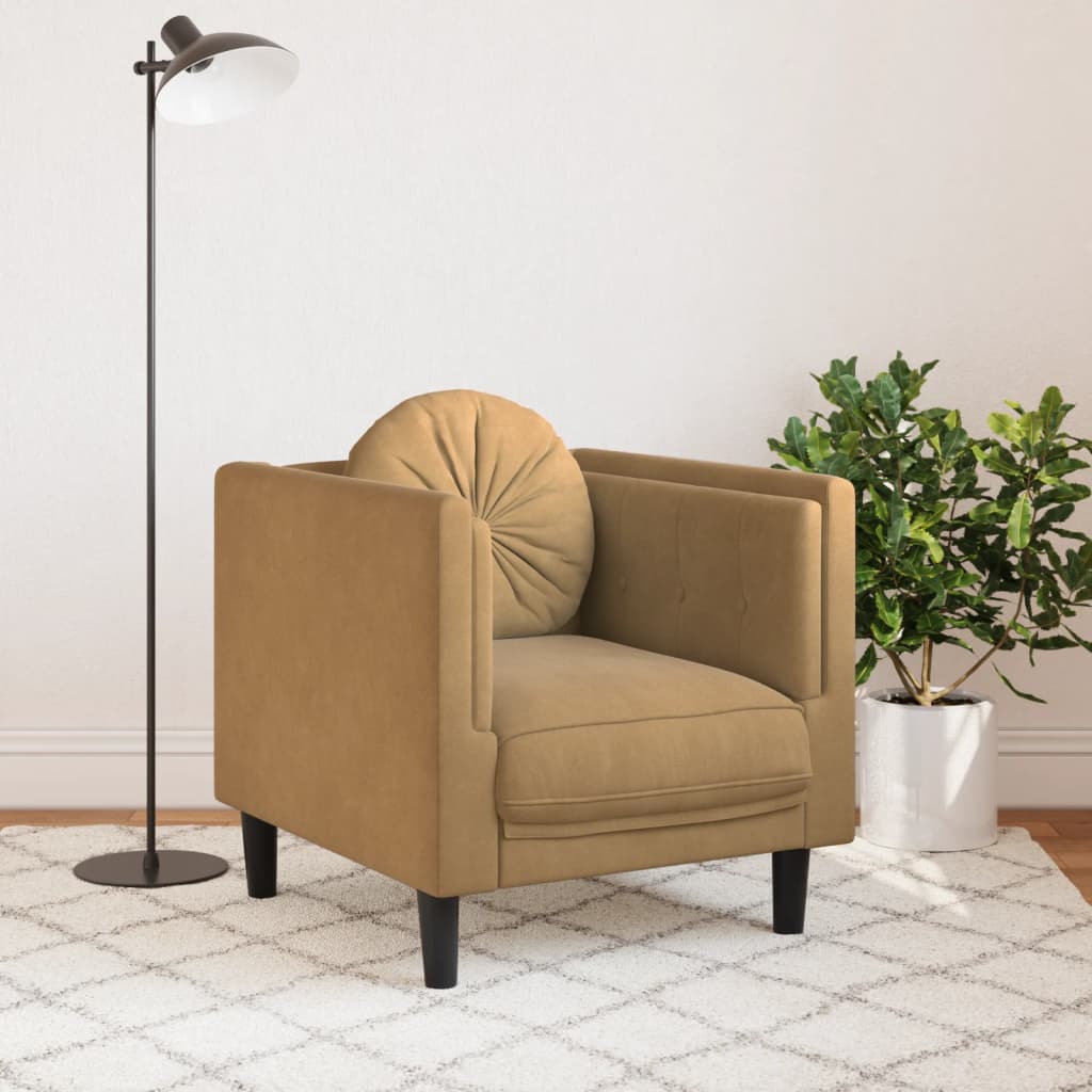 vidaXL Sofa Chair with Cushion Brown Faux Suede Leather