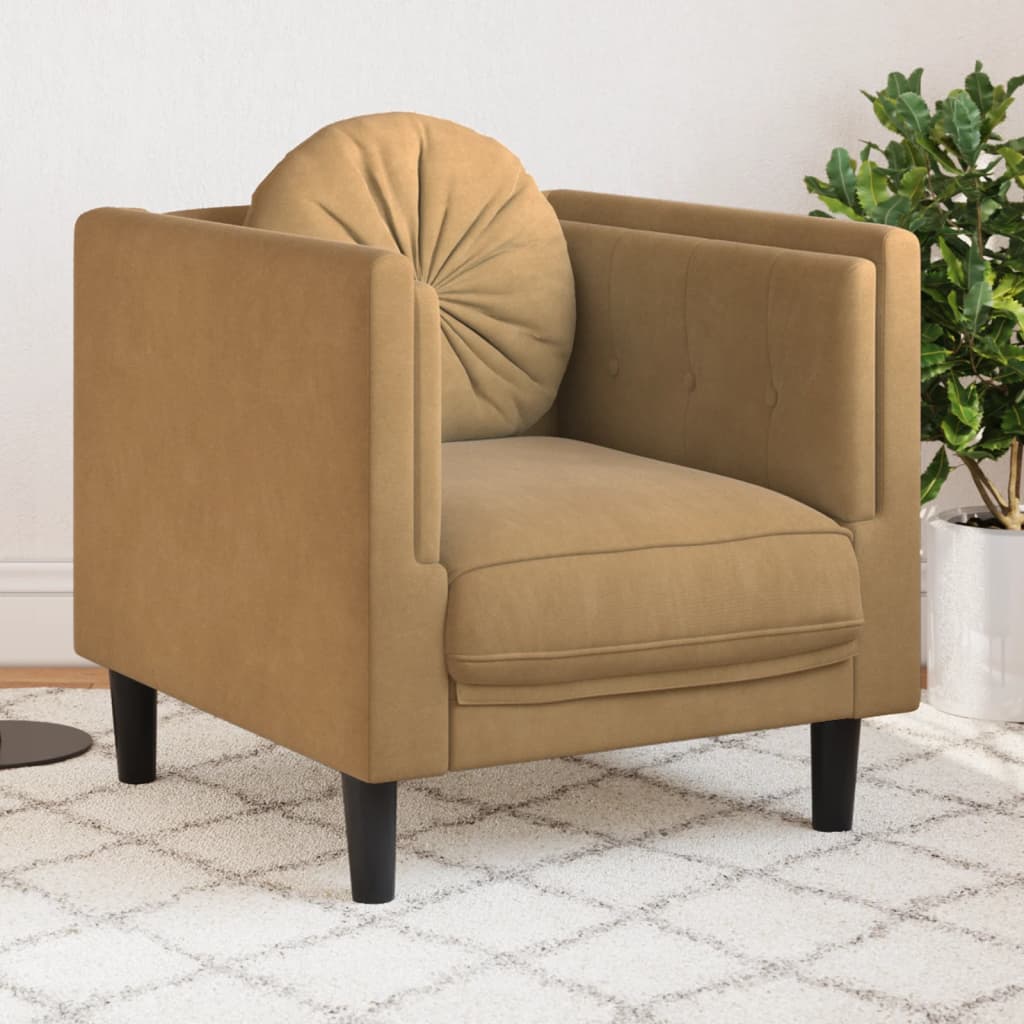 vidaXL Sofa Chair with Cushion Brown Faux Suede Leather