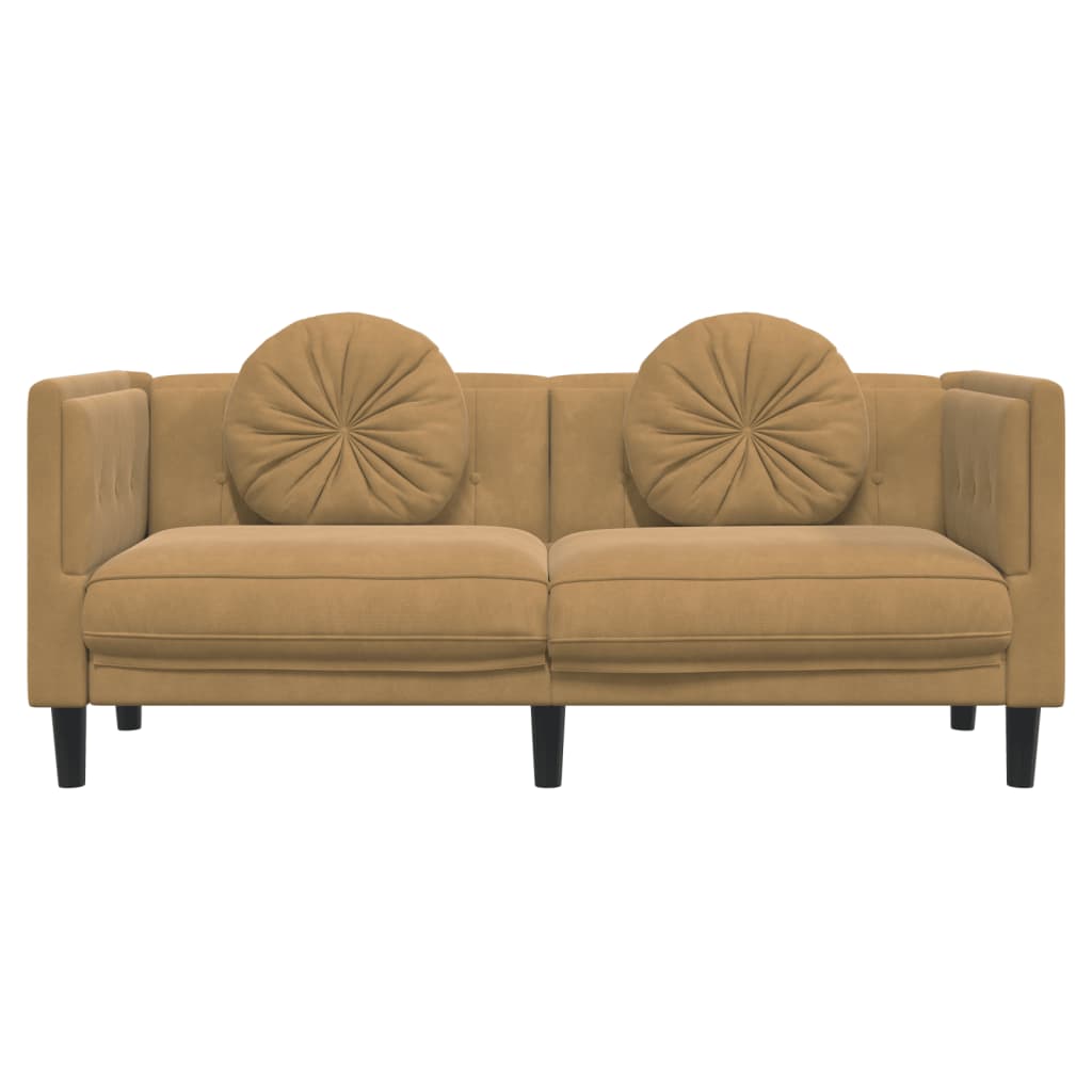 vidaXL Sofa with Cushions 2-Seater Brown Faux Suede Leather