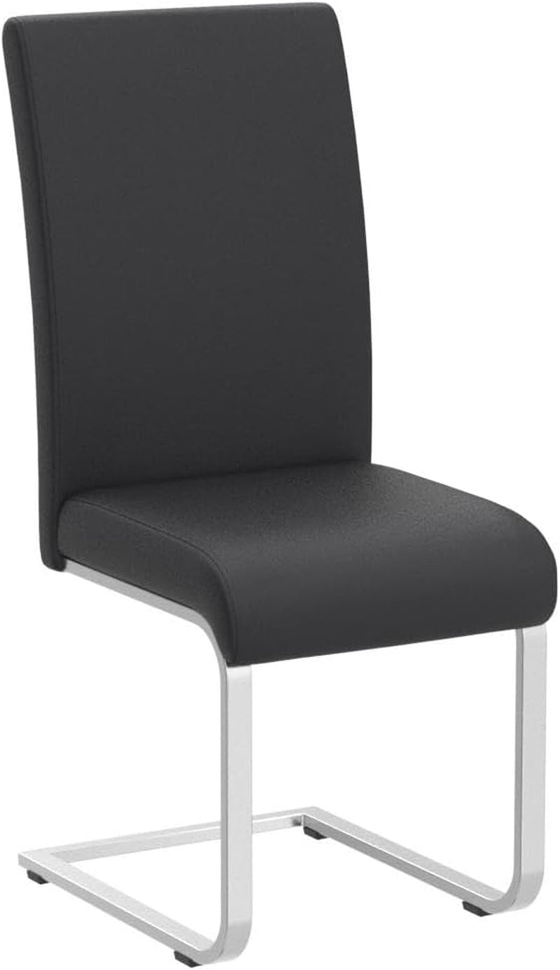 Leather Upholstered Dining Chairs Set Of 2 With Metal Legs Black