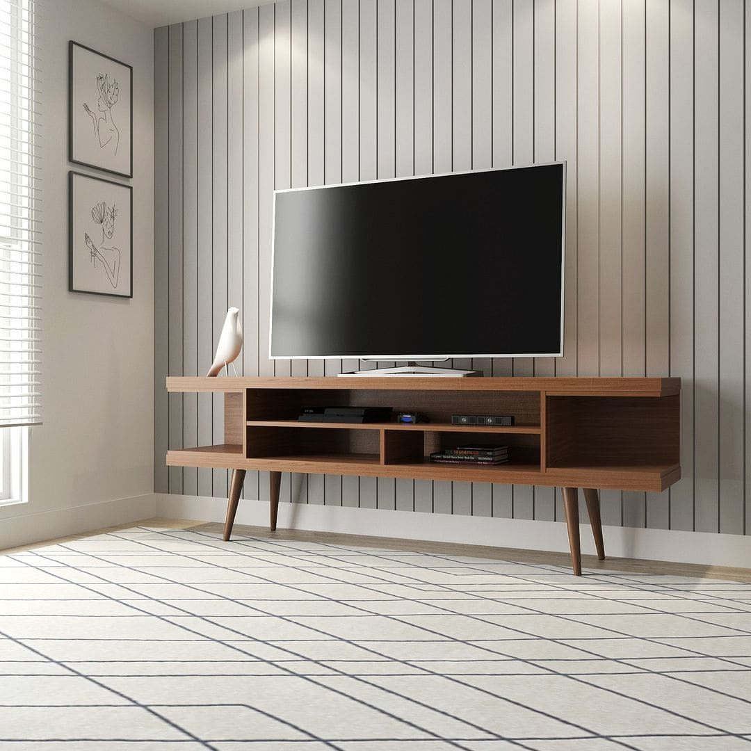 Manhattan Comfort Utopia 70" TV Stand with Splayed Wooden Legs